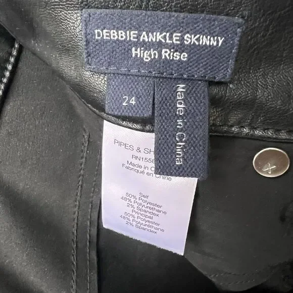 VERONICA‎ BEARD Debbie Leather Skinny Ankle High Rise Sz 24 Black - Picture 7 of 7
